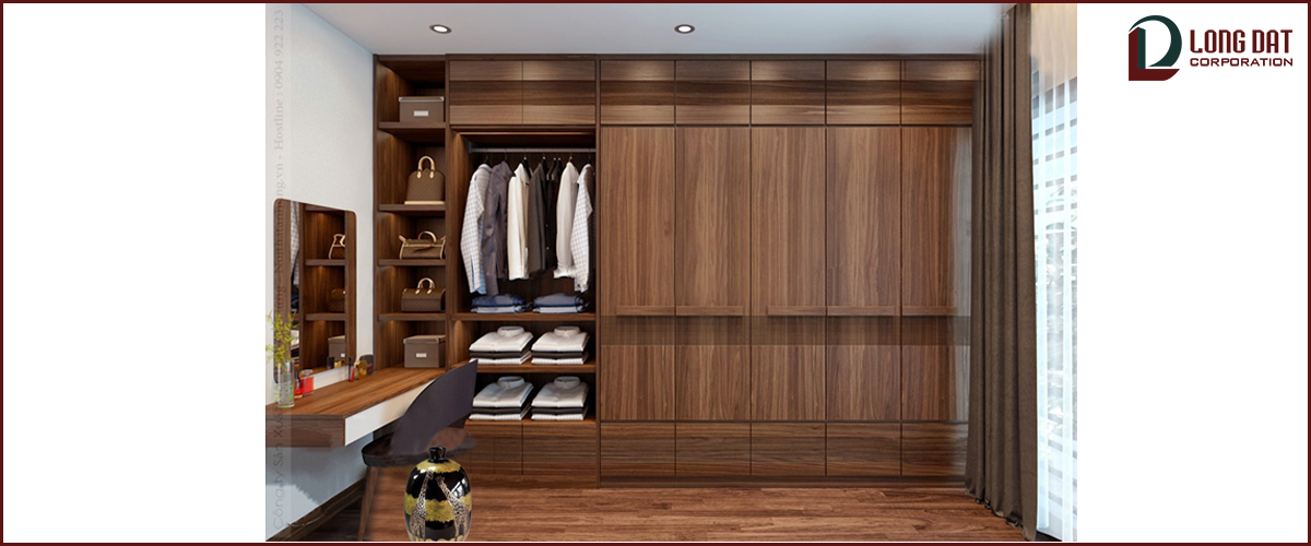 Model wardrobe with drawers, decorative shelves